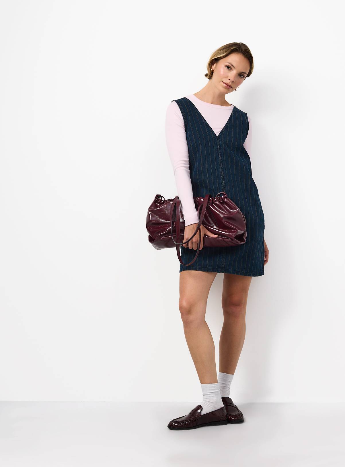 Textured Denim Stripe Sleeveless Mini Dress 14 - Image 2